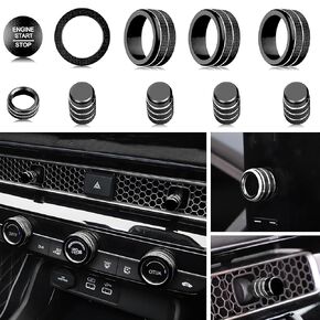for Honda Civic/CRV Accessories (2022-2024) for Acura Integra (2023-2024) Air Conditioning, Vent Knob Cover Start/Stop Button Ring, Air Conditioning Climate Control Knob Button (11, red)