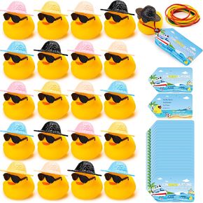 Cruise Duck Tags Kits - 100PCS Rubber Ducks for Cruise Ships Cruise Ducks for Hiding with Tags Duck Tags for Cruising Set Includes Mini Rubber Ducks Cruise Card Rubber Band for Carnival Party