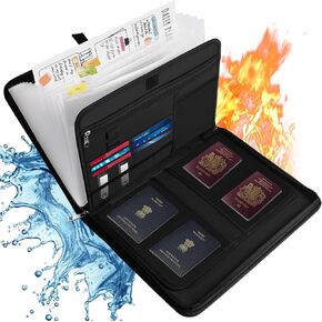 KTRIO Accordion File Organizer 12 Pocket Expanding File with Labels, Fireproof Important Document Organizer, Expandable File Folder with Zipper & Multi-Pockets for Office Business Paper Files Receipt