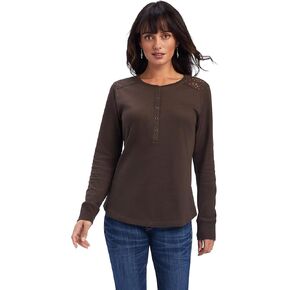 Ariat Female REAL Henley Shirt Brazil Nut Small