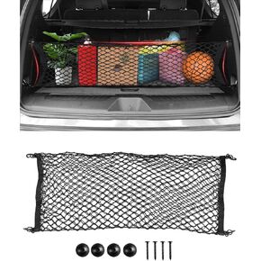 Karltys Envelope Style Cargo Net for GMC Yukon/Chevy Tahoe/Suburban 2015-2024 2025, Highly Elastic Yukon Rear Trunk Net Cargo Organizer, Adjustable Double Layer Nylon Mesh Storage Netting