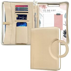 Portfolio Organizer, Portfolio, Padfolio, Portfolio Binder, Padfolio for Women, Portfolio Folder, Portfolio Notebook Including a Transparent Self-Adhesive Notepad, Synthetic Leather Portfolio