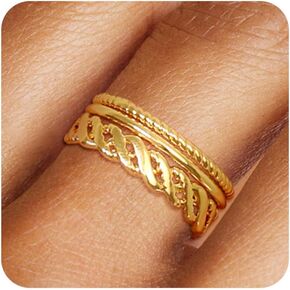 TOBENY Stackable Gold Rings for Women Non Tarnish Trendy 14K Gold Plated Stacking Cubic Zirconia Thin Thumb Ring Set Dainty Promise Wedding Bands Engagement Statement Rings for Women Size 6 7 8 9 10