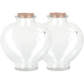 Magic Season Decorative Glass Bottles with Cork Stoppers (12 fl oz. Heart-Shaped Bottles / 2 Pcs)