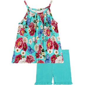 Toddler Kid Girls Summer Outfits Sleeveless Shirt and Ruffled Shorts Set, Viscose from Bamboo