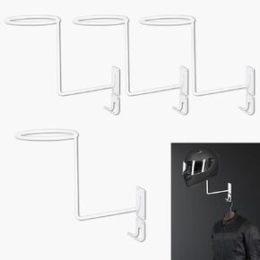 4PCS Helmet Holder with 4 Hooks Helmet Hanger Metal Wall Mounted for Hats, Coats, Jacket, Basketball, Bike Helmet Holder