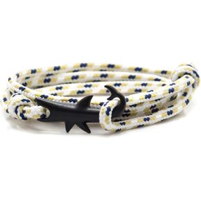 Fashion Plated Black Alloy Shark Tail Hook Colorful Rope Link Bracelet