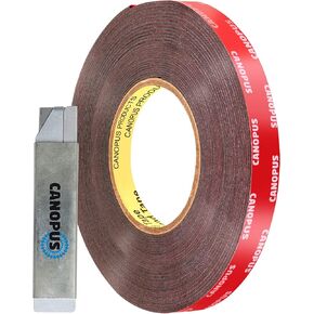 شريط لاصق CANOPUS 06382 من الأكريليك للسيارات مقاس 0.5 بوصة × 20 ياردة، تركيب مزدوج الجوانب، ترابط عالي جدًا، مثالي للمنزل والسيارات والمكاتب، أسود، صنع في الولايات المتحدة الأمريكية