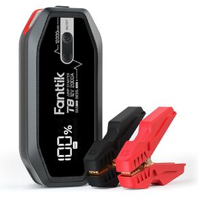 FANTTIK T8 2000 Amps Jump Starter، حزمة بطارية سيارة 12000 مللي أمبير في الساعة لما يصل إلى 7.0 لتر من البنزين ومحركات ديزل 5.0 لتر مع شاشة LED، شحن سريع 30 وات، بادئ تشغيل سريع آمن للغاية من الليثيوم 12 فولت in Kuwait