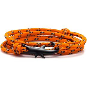 Fashion Plated Black Alloy Shark Tail Hook Colorful Rope Link Bracelet