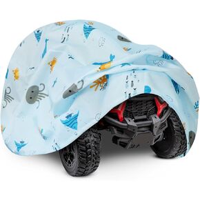 tonhui Ride On Toy Car Cover with Marine Animal Print, Electric Car Cover for Power Wheels Jeep, Outdoor Kids Car Cover Waterproof All Weather - Universal Fit