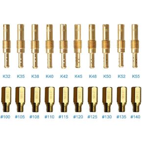 20Pcs Carburetor Main Jet Kit, Include 100-140 Main Jet and 32-55 Slow Pilot Jet for Keihin OKO KOSO PE PWK