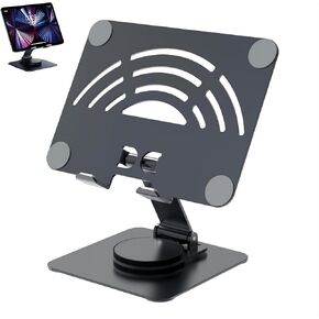 حامل كمبيوتر لوحي أكريليك AJIAAIONE، حامل iPad، قاعدة دوارة 360 درجة، حامل كمبيوتر لوحي قابل للطي وقابل للتعديل، حامل كمبيوتر لوحي للمكتب، متوافق مع أجهزة iPad Pro Air Mini من 4 إلى 12.9 بوصة in Kuwait
