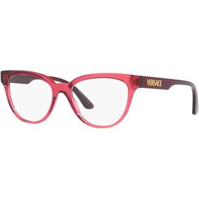 Versace VE 3315 5357 Transparent Red Plastic Cat Eye Eyeglasses 54mm