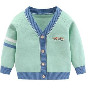 Toddler Baby Boys Cardigan Little Boys V-Neck Cotton Sweater Kids Long Sleeve Jacket Knit Button Up for Fall Winter