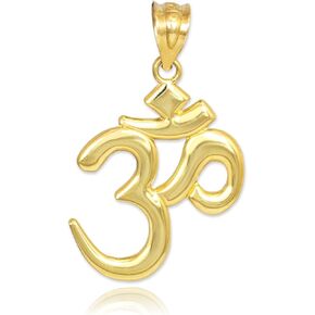 Solid 10k Gold Hindu Meditation Charm Yoga Om (Aum) Pendant