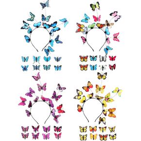 4 Pack Butterfly Fascinator Hats Women Monarch Tea Party Headband Halloween Costume Headpiece for Women Girls