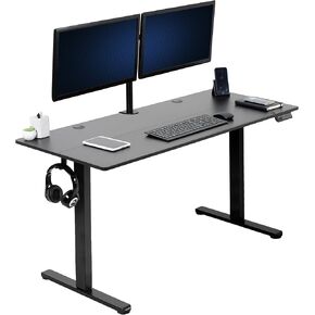 VIVO Electric 55 x 24 inch Stand Up Desk, Complete Height Adjustable Standing Home & Office Workstation with Memory Controller, Black Top, Black Frame, DESK-E155TB
