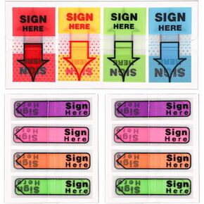 600pcs/6 Packs Sign Here Tabs, Arrow Labels Stickers Sign Here Flags Sticky Signature Tabs Adhesive Message Post Tags for Documents Notebooks Home Office School Supplies (Orange 2)