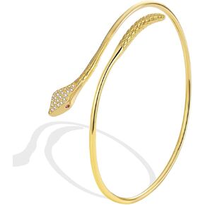 Animals Snake Cubic Zirconia Adjustable Gold Bracelet for Women - Unique Serpent Design Jewelry - Gift for Fashion Lovers