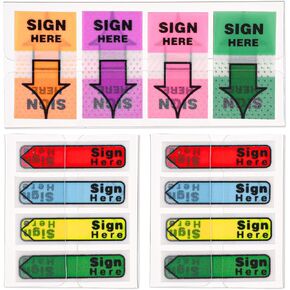 600pcs/6 Packs Sign Here Tabs, Arrow Labels Stickers Sign Here Flags Sticky Signature Tabs Adhesive Message Post Tags for Documents Notebooks Home Office School Supplies (Orange 2)