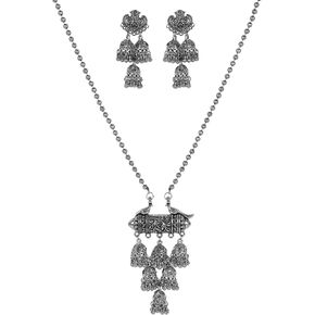 Designer Statement Afghani Oxidised Silver Indian Ethnic Tassel Ghungroo Bells Tribal Gypsy Necklace Jewelry Women