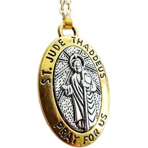 St Jude Necklace - This Saint Jude Necklace Luxury Metal Alloy Chain with Saint Jude Charm, Special Keepsake, Ideal Gift for Devotees of a St Jude Metal