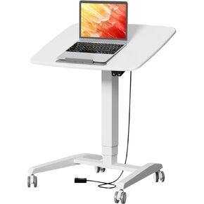Mobile Standing Desk for The Extra Tall, 28" to 51" Electric Rolling Laptop Cart, Height Adjustable, 90° Tiltable Desktop, Foldable Desk with Simple Controller