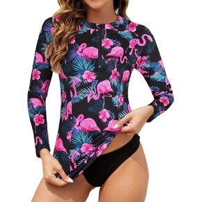 بدلة سباحة نسائية من Tanst Sky بأكمام طويلة وقميص من الأشعة فوق البنفسجية وسحاب Rashguard