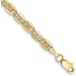 Avariah Solid Gold 14K 3.8mm Tri-color Pav Valentino with Lobster Lock Chain -7.0"