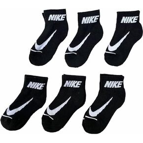 Nike Little Kids Cushioned Quarter Socks 6 Pack (US, Numeric, 4, 5, Regular, Black)