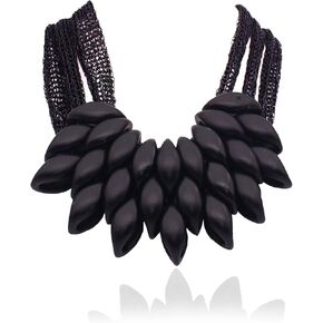 Bib Necklace for Women,Gold and Black Chunky Layered Choker Necklace,African Statement Fashion Collar Necklace Jewelry Gifts