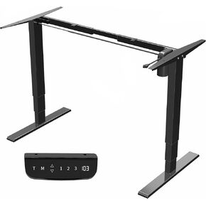 VIVO Electric Dual Motor Stand Up Desk Frame for 40 to 84 inch Table Tops, Frame Only, 3 Stage Height Adjustable DIY Workstation with Memory Controller, Black, DESK-EV02RB
