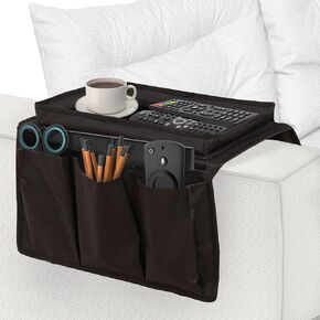 TV Remote Holder Couch Sofa Arm Tray Remote Control Holder Couch Arm Table For Arms 5 to 6 Inches Wide. Couch Arm Caddy, Sofa Armrest Organizer Remote Control Organizer, Remote Caddy With 6 Pockets