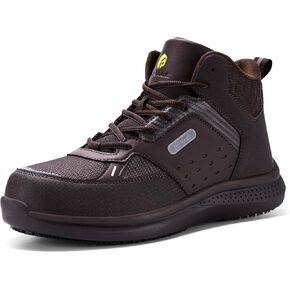 FitVille Wide Work Boots for Men Composite Toe Safety Work Shoes Slip-Resistant Work Boots Waterproof Lightweight - SteelCore