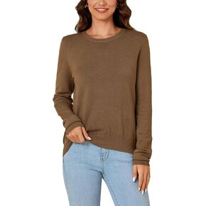 Vrtige Women's Casual Crewneck Long Sleeve Lightweight Knit Pullover Fall Sweater Top