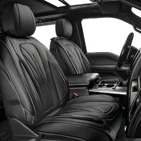 Custom Fit Dodge Ram 1500 Seats Covers 2009-2024 Limited Truck Pleather Pickup Seat Covers Custom Fit Dodge Ram 2500 3500(Black, Full Set Curved Back)