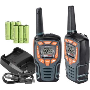 Cobra ACXT645 Waterproof Walkie Talkies for Adults - Rechargeable, 22 Channels, Long Range 35-Mile Two-Way Radio Set (Pack of 2)), Black and Orange, 1.74 x 2.54 x 6.74 inches