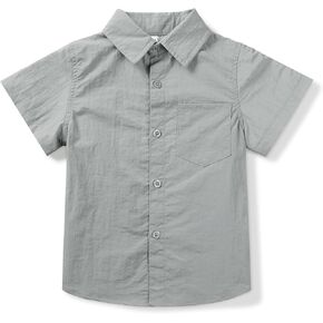 Toddler&Boys Shorts Sleeve Button Down Casual Shirts Quick Dry Solid Summer Outdoor Beach Tops
