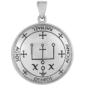 Archangel Raphael Sigil Pendant - .925 Sterling Silver Angel Sigils Saint Raphael Talisman for Healing and Protection (1 1/4 inch)