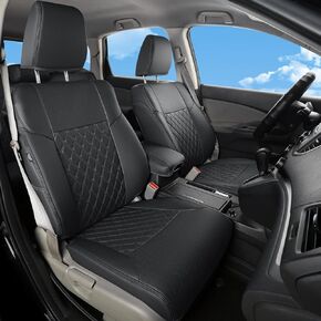 GIANT PANDA Car Seat Covers Full Set Custom Fit for Honda CRV 2017 2018 2019 2020 2021 2022- Faux Leather (Gray/Grey)