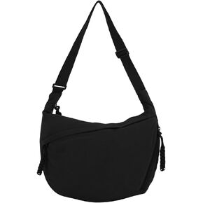Crescent Hobo Crossbody Bag, Nylon Dumpling Shoulder Bag for Women Trendy Travel Sling Carryall Purses Bag