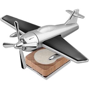 Solar Airplane Car Diffuser, Wooden Base Fragrance Diffuser, Alloy Solar Energy Rotate Airplane Ornaments for Car Office Home Decor