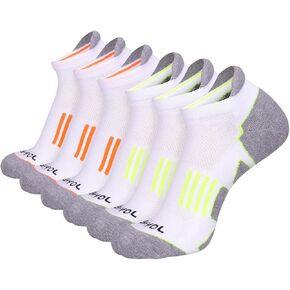 JOYNÉE Men's 6 Pack Athletic No Show Performance Comfort Cushioned Low Cut Running Tab Socks,Black,Sock Size:10-13