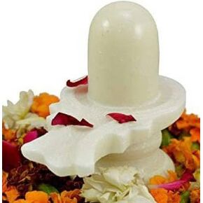 White Marble Shivling for Home Pooja/Stone shivling/Marble shivling Decorative Showpiece - 6 cm (Marble, White)