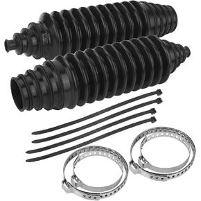 Universal Steering Rack and Pinion Tie Rod Boots, Silicone Bellow Boots with 2 Pieces Gaiter Pinion Boots, 4 Pieces Locking C-Clamps and 6 Pieces Cable Ties, Black