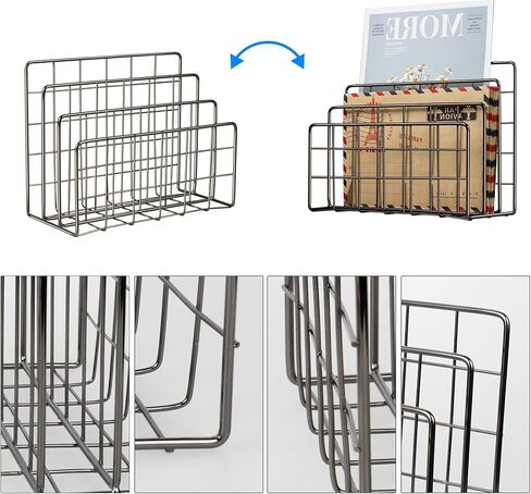 منظم البريد المكتبي، منظم ملفات رف البريد الحديدي، فارز الرسائل العملي، قوي لأي منزل أو مكتب، بريد مكتبي، بطاقات بريدية، كتيبات، منظم ملفات (6.8 بوصة 3.3 بوصة 5.5 بوصة، رمادي داكن) in Kuwait