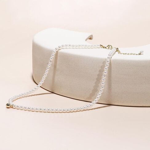 Pearl Necklace 3MM/4MM/6MM White Freshwater Pearl Choker Strands Necklace for Women/Mother/Girlfriend Jewelry Gifts for Wedding Birthday in Saudi Arabia