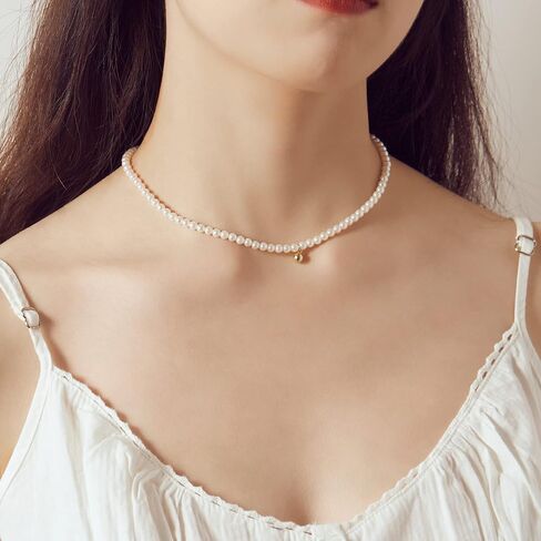 Pearl Necklace 3MM/4MM/6MM White Freshwater Pearl Choker Strands Necklace for Women/Mother/Girlfriend Jewelry Gifts for Wedding Birthday in Saudi Arabia