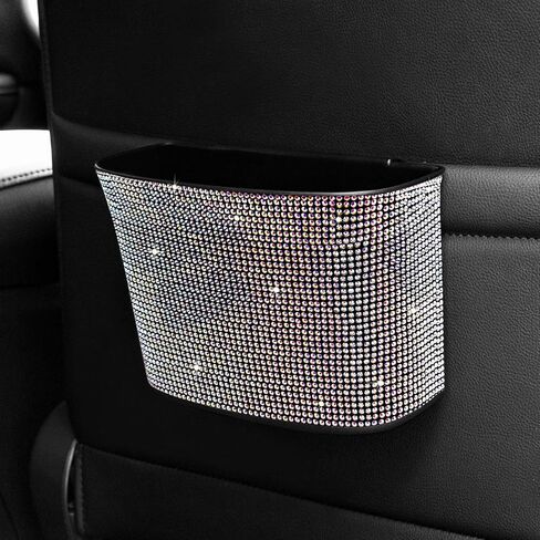 eing Car Trash Can Bling Crystal Auto Storage Pockets,100% Leak Proof Car Trash Container Bin Car Garbage Bag Hanging for Backside/Gearshift/Center Console,(1 - Pack, Multicolor) in Saudi Arabia